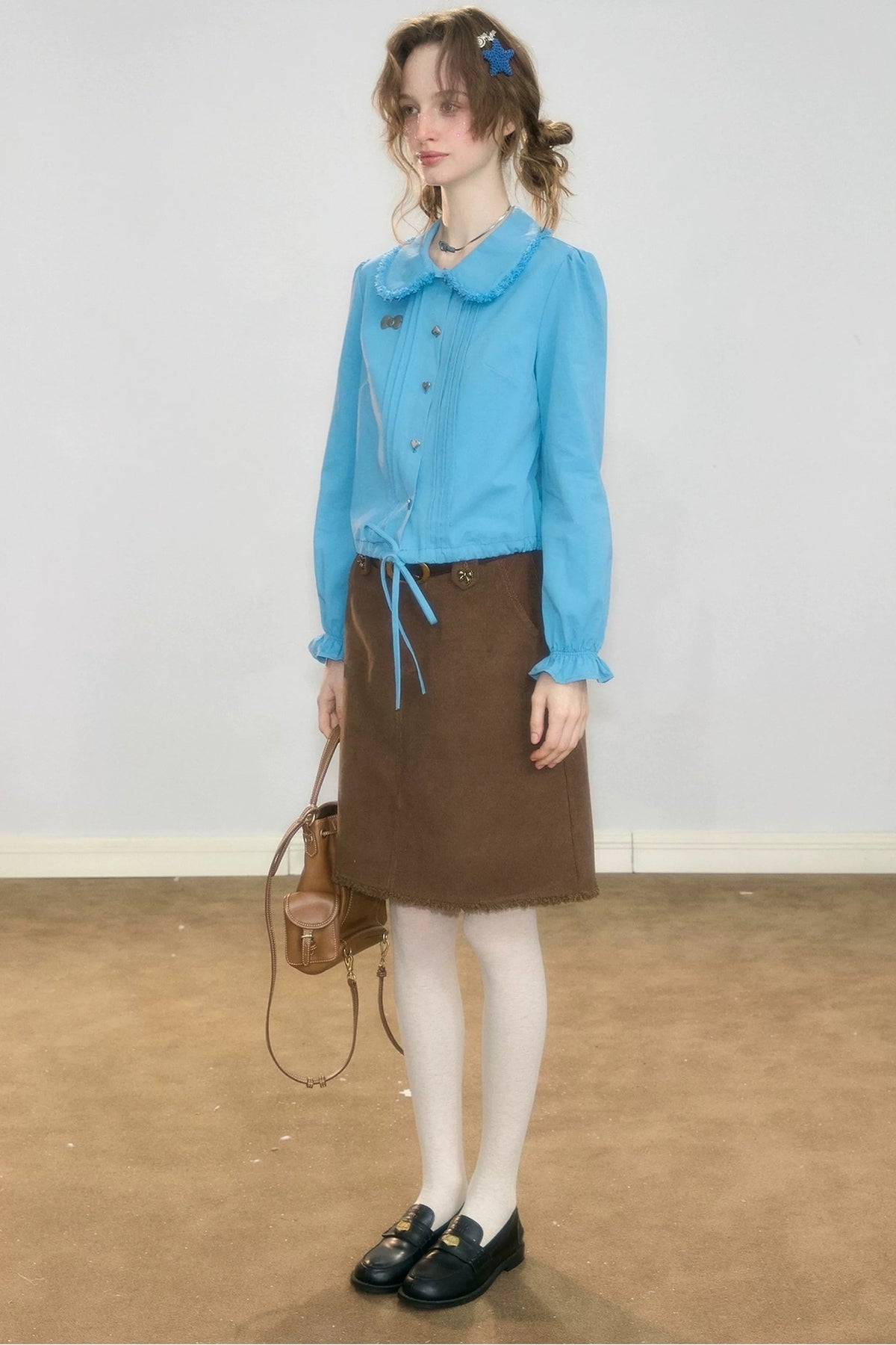 Brown Corduroy Mid-Length Skirt