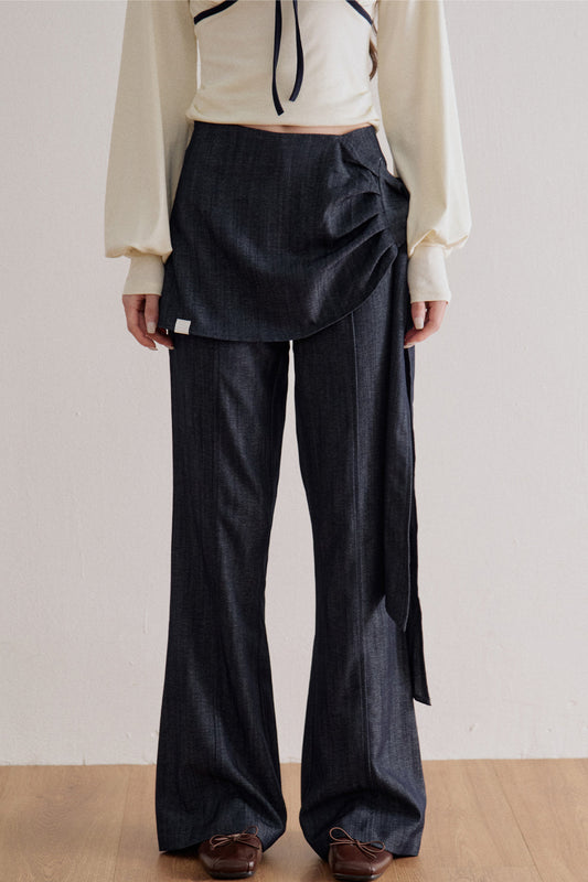 Tied Waist Wide-Leg Flared Pants