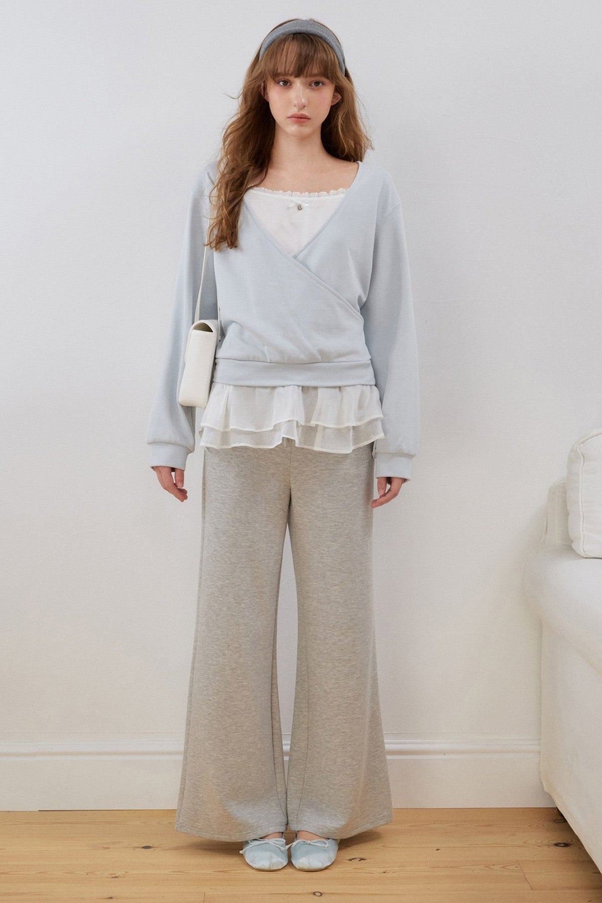 Layered-Look Lace Ruffle Sweatshirt