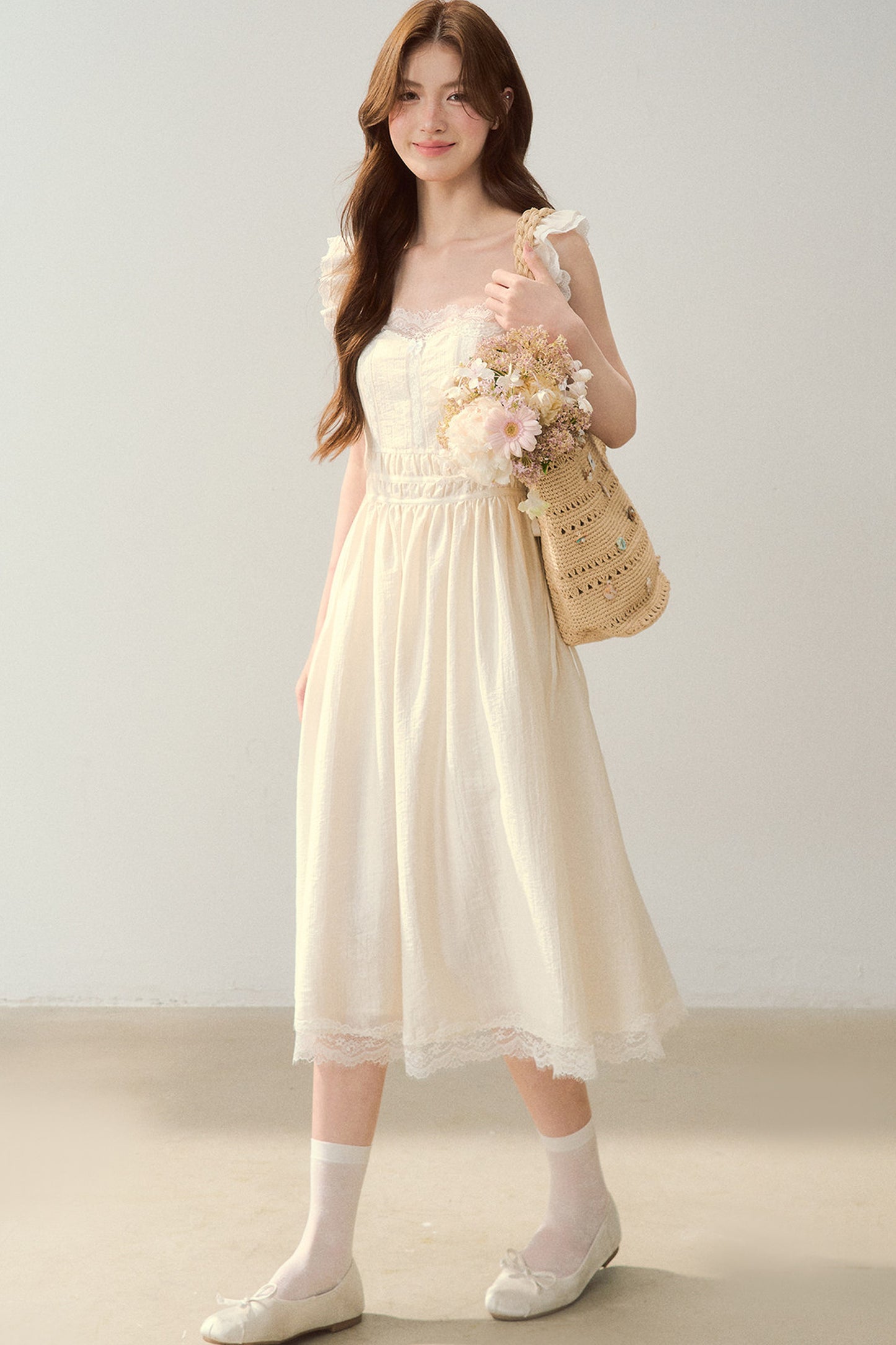 White Shell Lace Dress