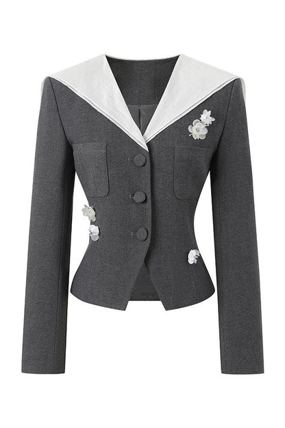 Beaded Floral Blazer and Skirt Set-Up