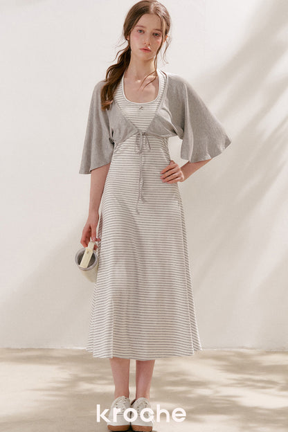 Vestido maxi de cuello halter a rayas