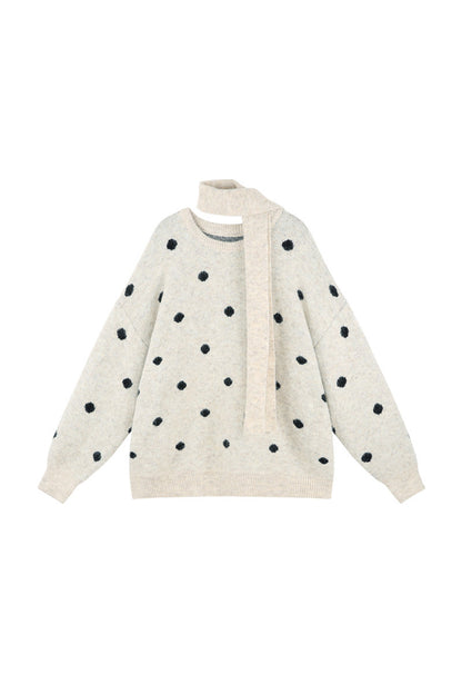 Polka Dot Loose Pullover Sweater