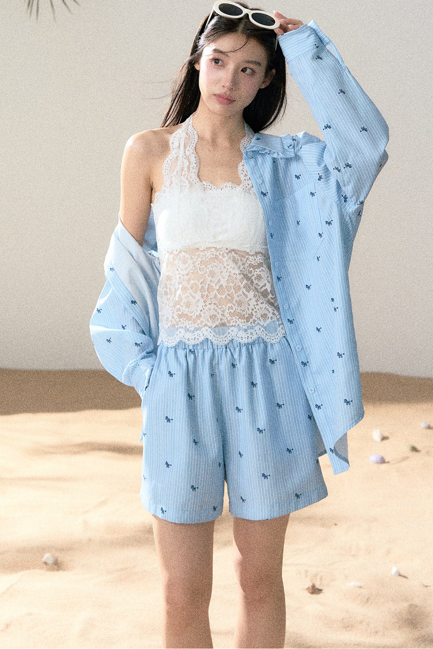Embroidered Pony Shirt And Shorts Set-Up
