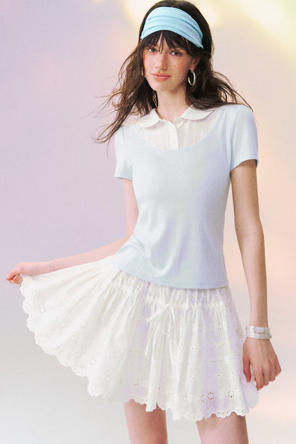 Layered-Look Doll Collar Blouse