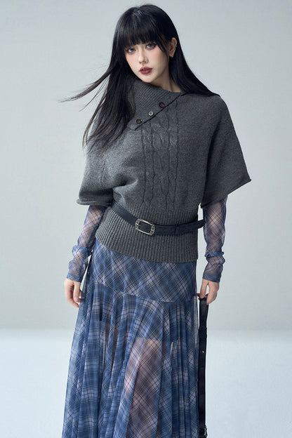High Neck Short Sleeve Knit Sweater