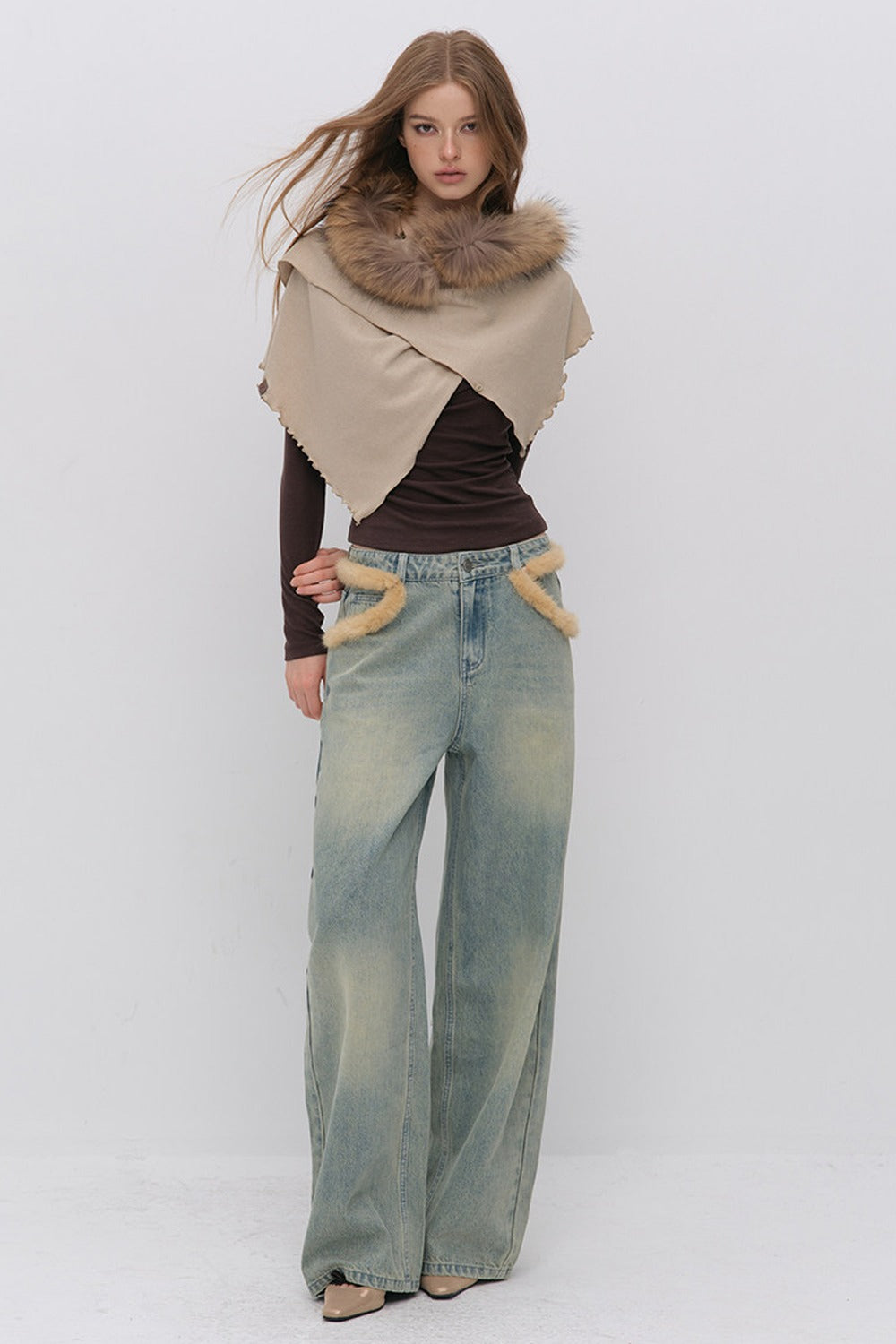 Layered-Look Pleated Tencel Base Layer Top