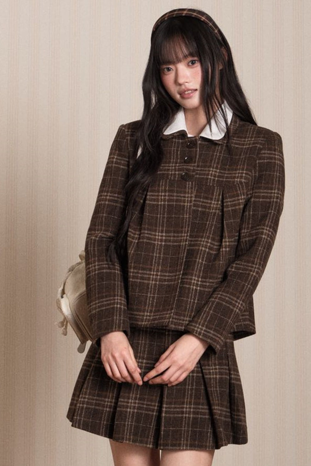 Plaid Top and Pleated Skirt