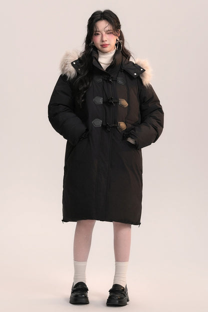 Bow Fur Collar Down Coat
