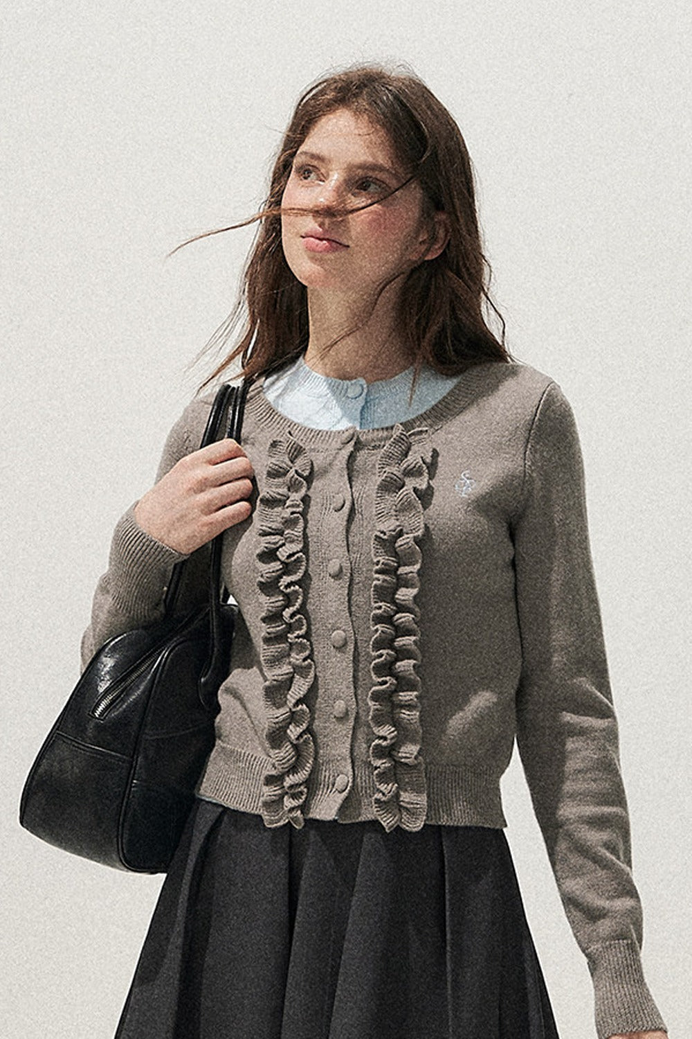 Layered-Look Floral Ruffle Sweater