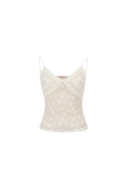 Lace Jacquard Bow Camisole