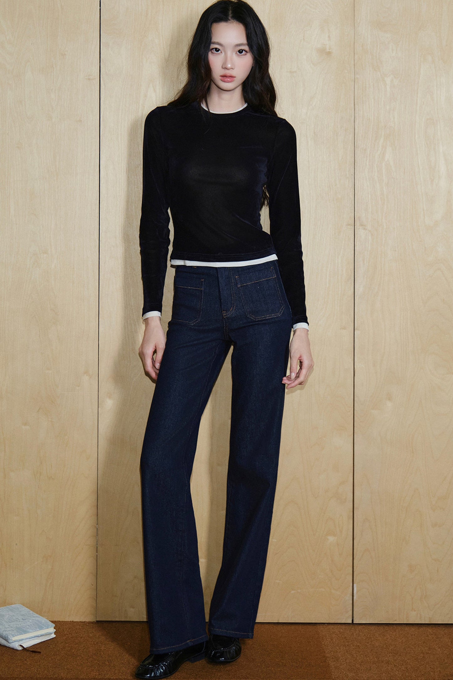 Pantaloni in cotone a vita alta