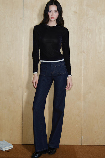 Pantaloni in cotone a vita alta
