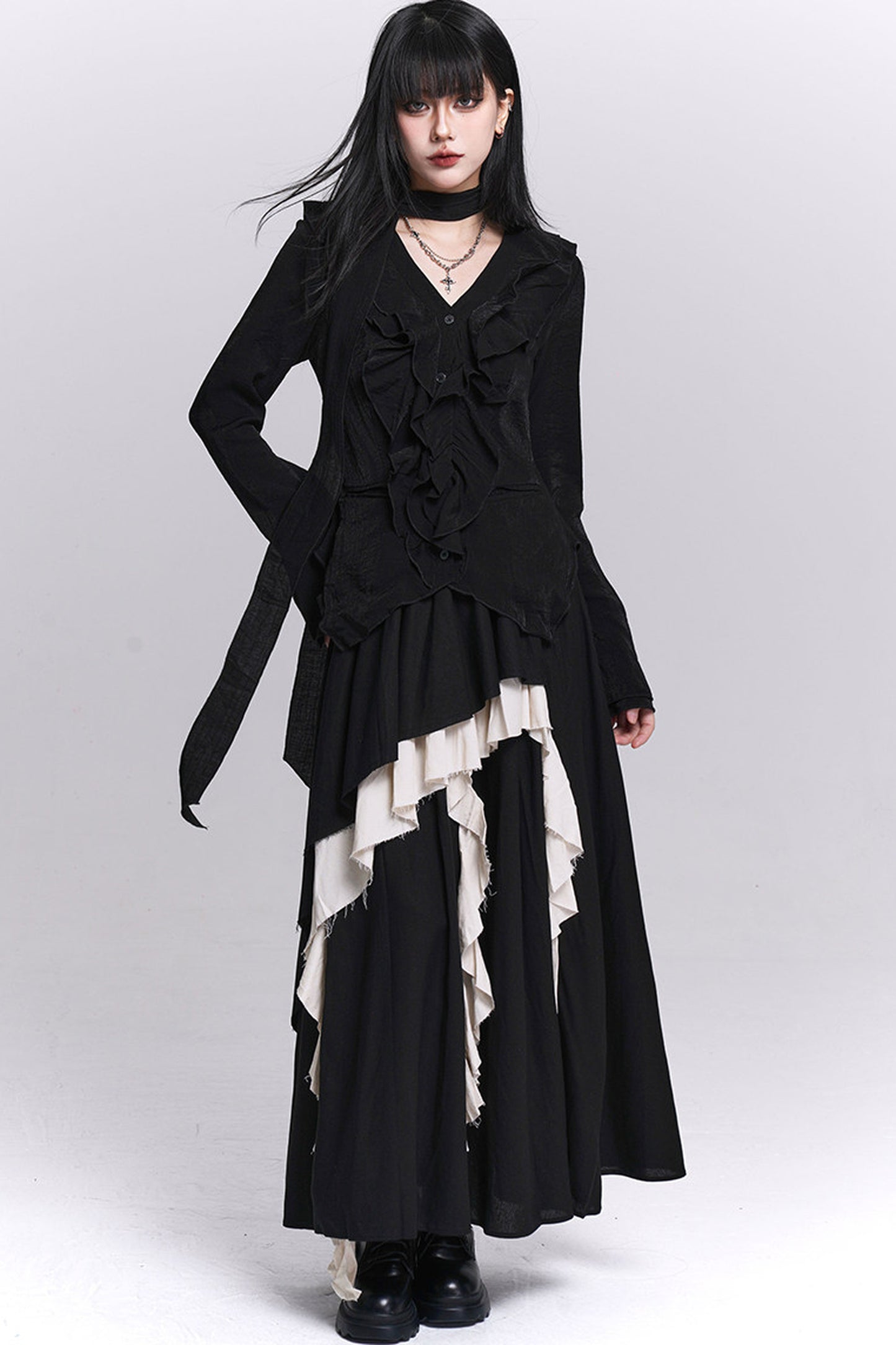 Ghostly Irregular Black Skirt