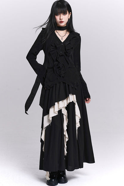 Ghostly Irregular Black Skirt
