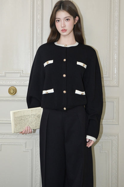 Color-Block Wool Knit Jacket