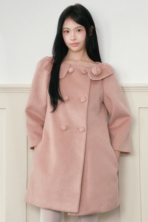 Double-Breasted Three-Quarter Sleeve Coat