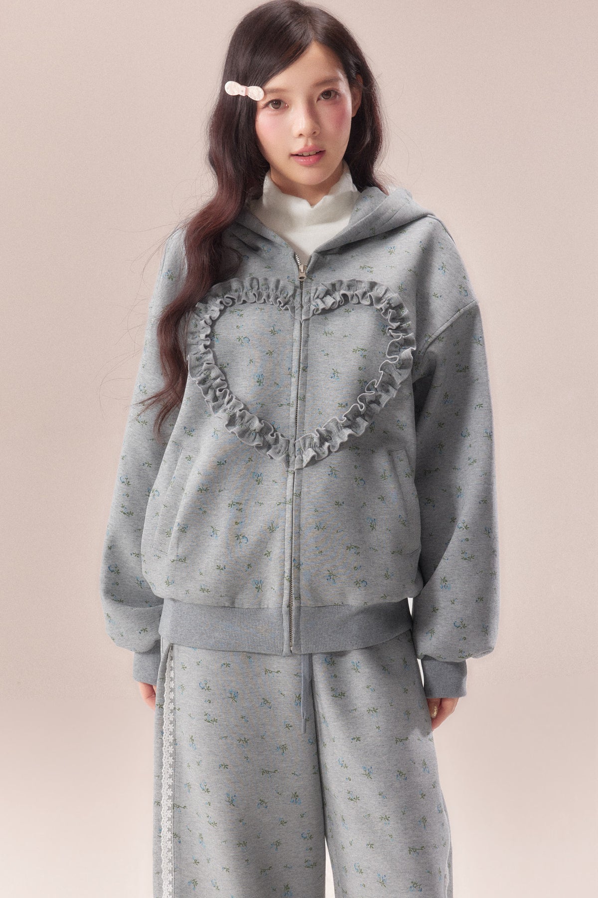 Floral Heart Hoodie and Scimitar Pants Set-Up
