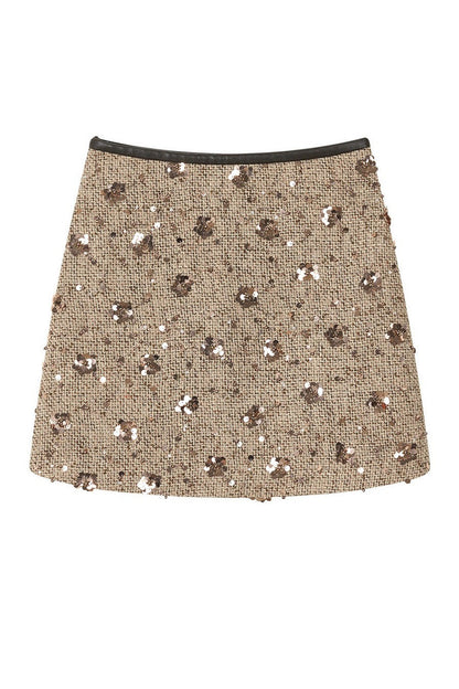 Sequin Tweed A-Line Skirt