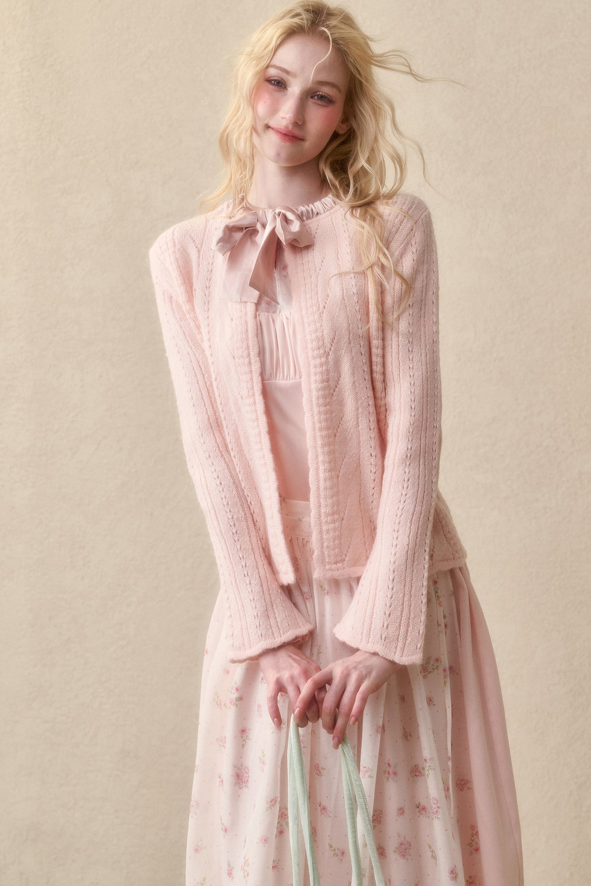 Ribbon Soft Wool Knit Cardigan