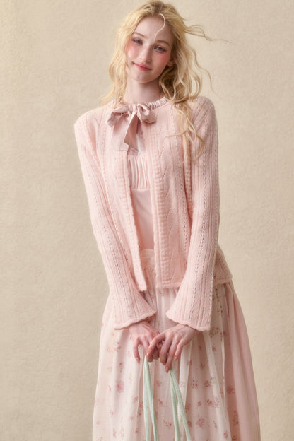 Ribbon Soft Wool Knit Cardigan