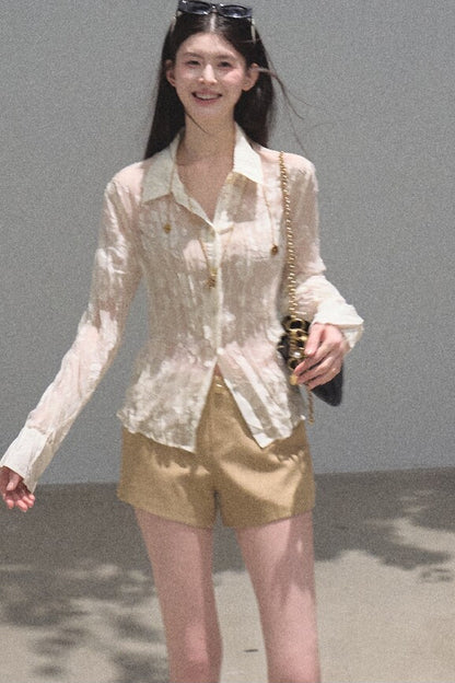 Langärmlige Bluse mit floralem Burnout-Muster