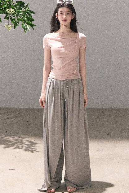 Lyocell Wool Twist-Neck Top