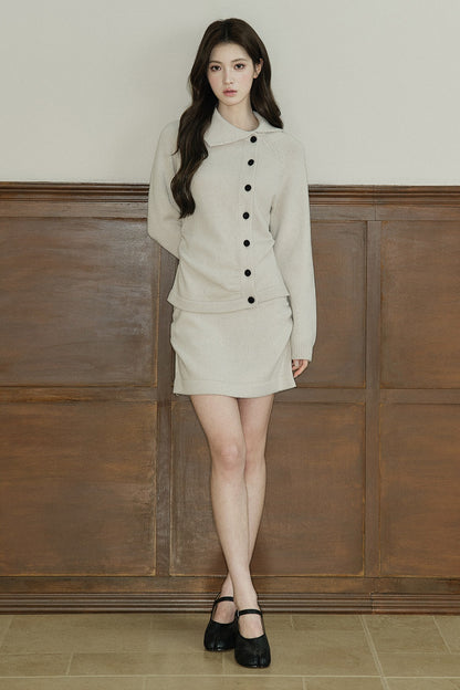 Large Lapel Wool Blend Knit Top