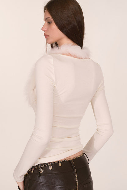 Fox Fur Halter Neck Knit Top