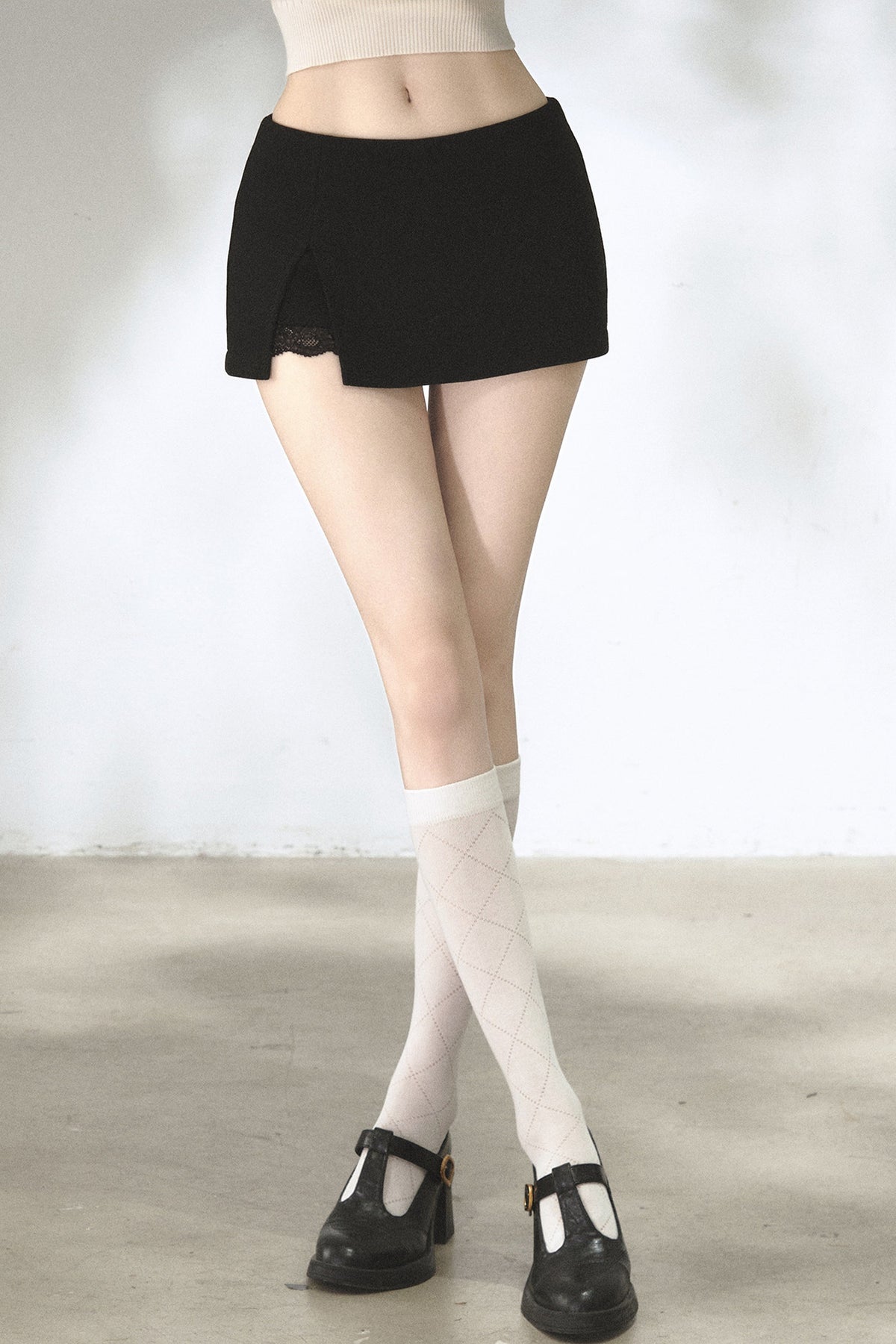 Lace Patchwork A-Line Skirt