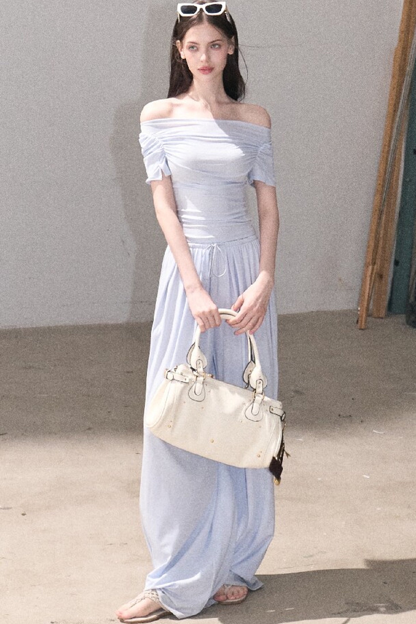 Lyocell Off-Shoulder Two-Piece Set-Up