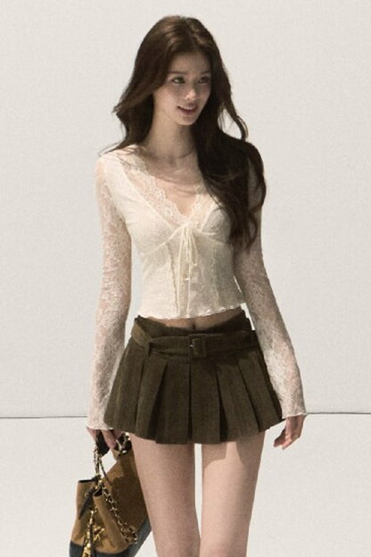 Lyocell High-Waisted Pleated Skirt