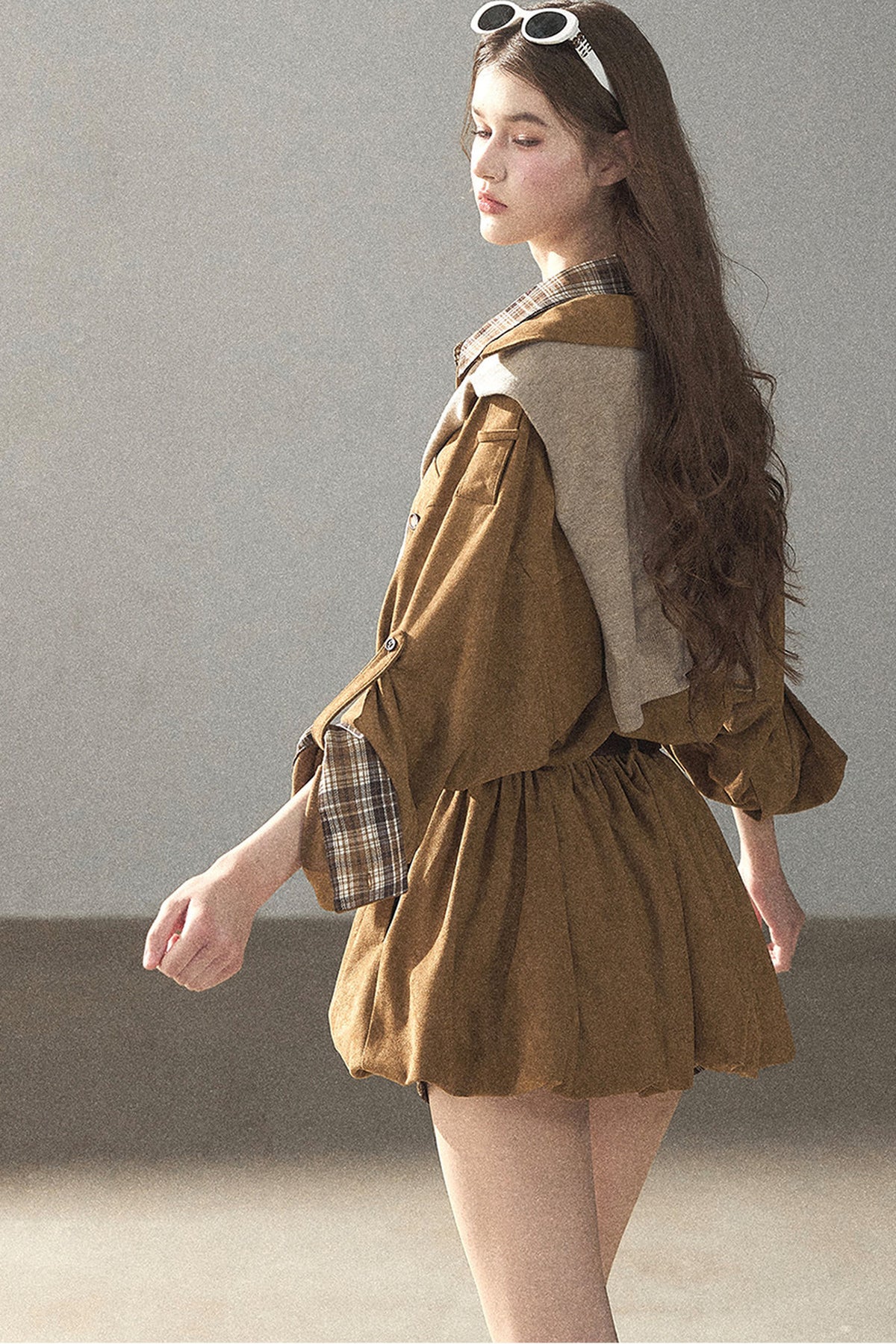 Plaid Shirt Layered-Look Dress Set