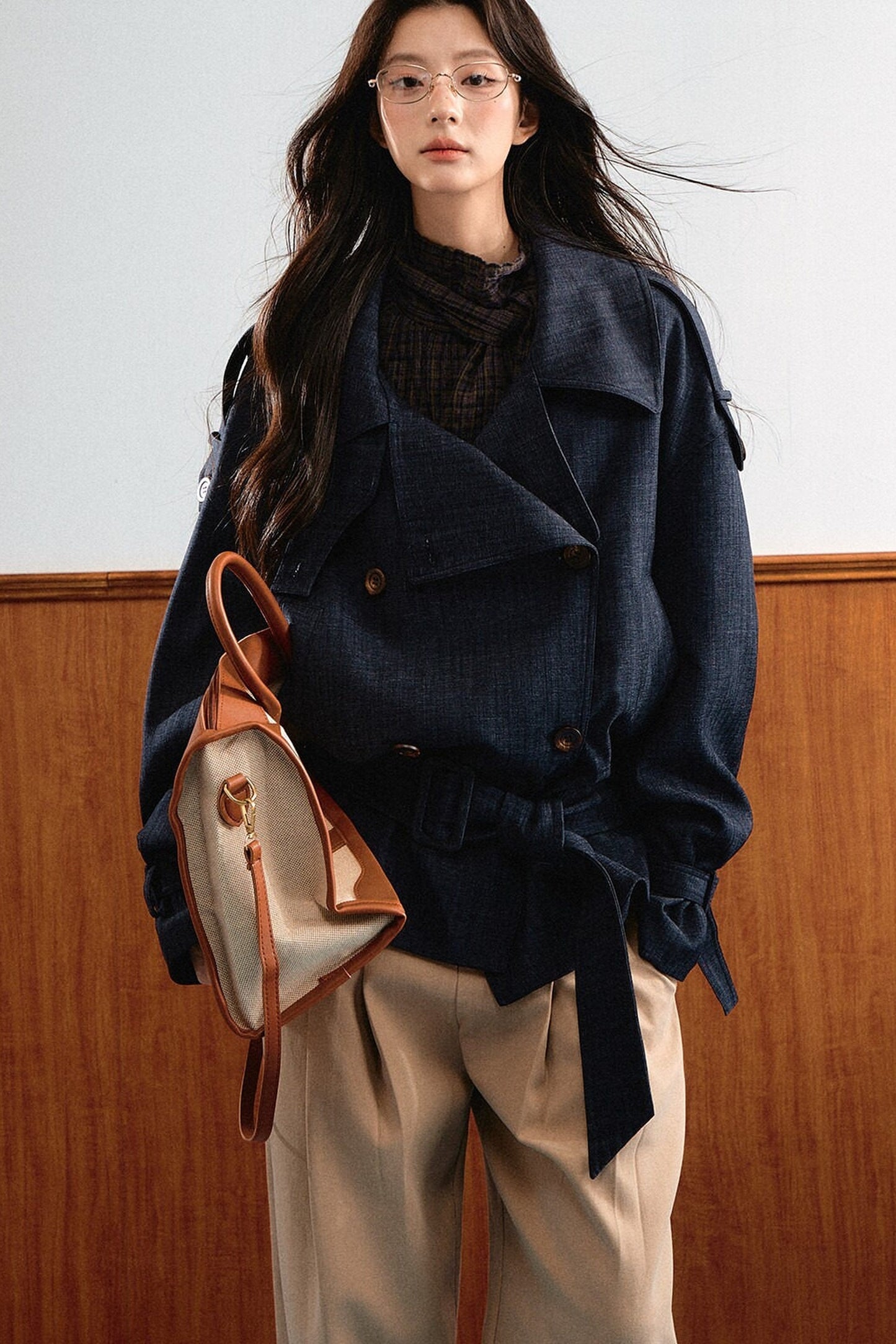 Retro Denim Trench Coat