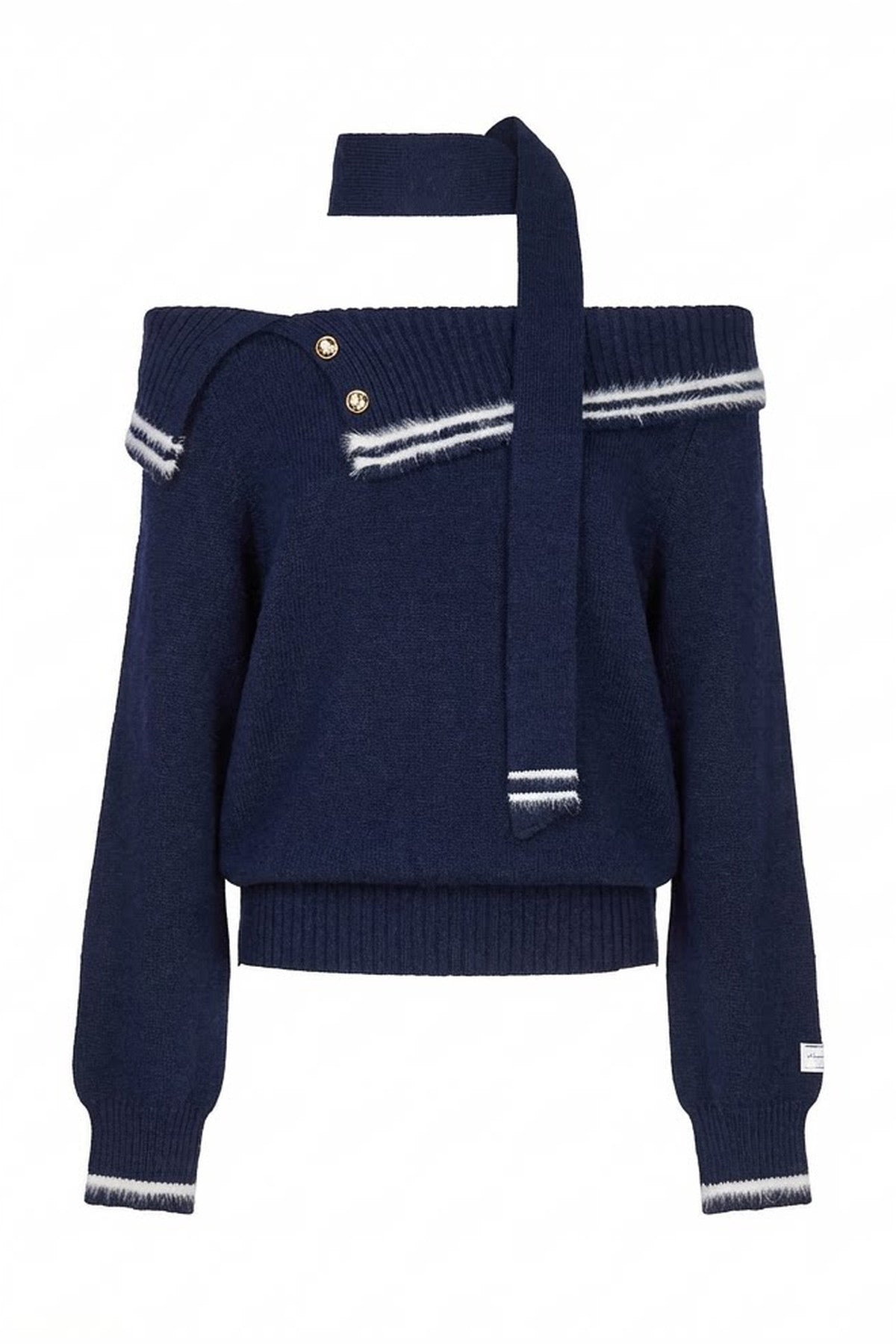 Ensemble pull tricoté rouge à épaules dénudées