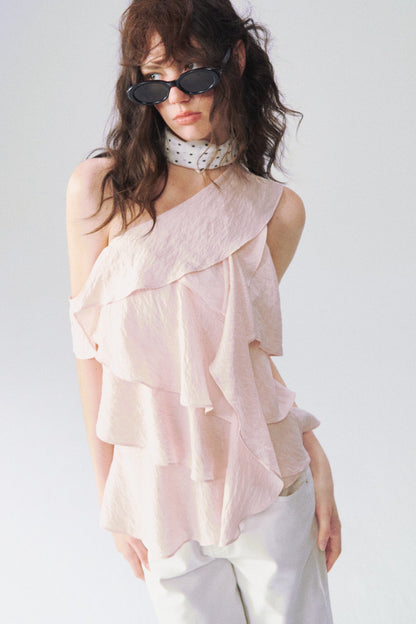 Multi-Layered Ruffle Off-Shoulder Top