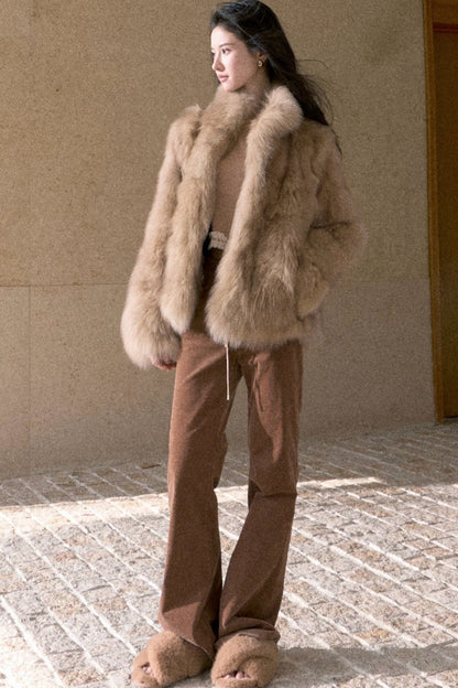 High-Waisted Corduroy Flared Belt Loops Pants