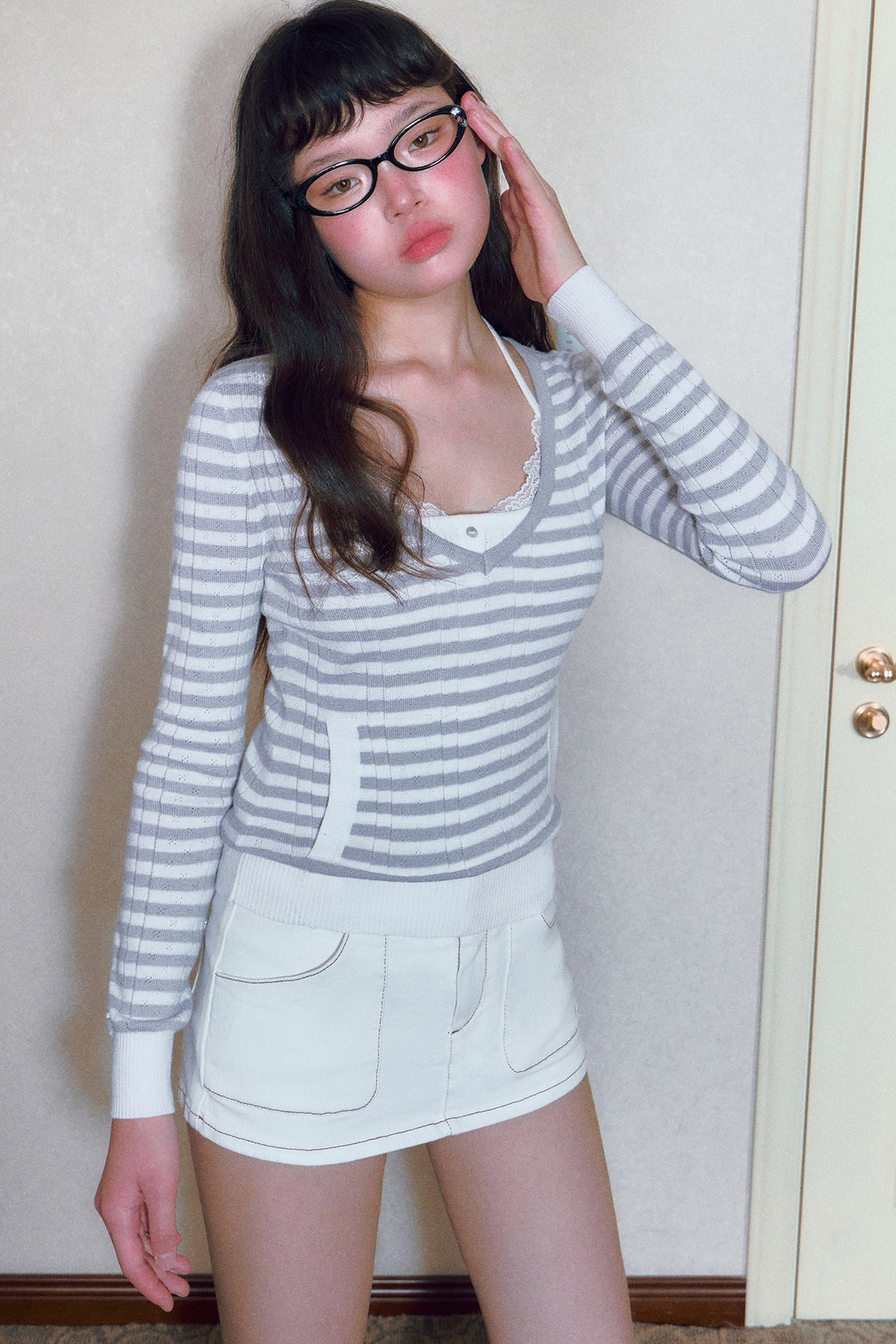 Striped Knit Top and Shorts Set