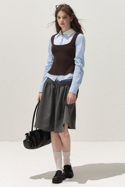 Spliced Twist-Knit Vest with Shirt Set