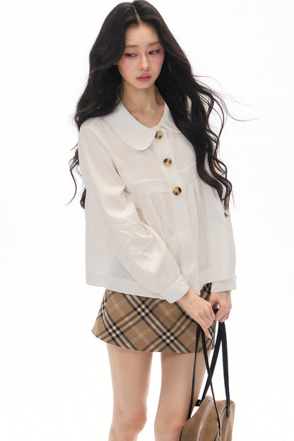 Long Sleeve White Shirt Skirt Set-Up