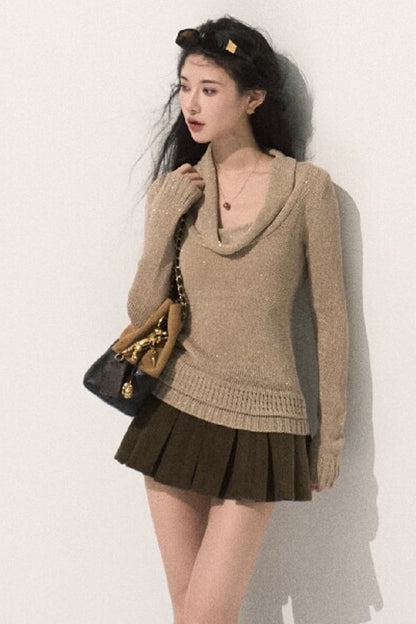 Lyocell High-Waisted Pleated Skirt