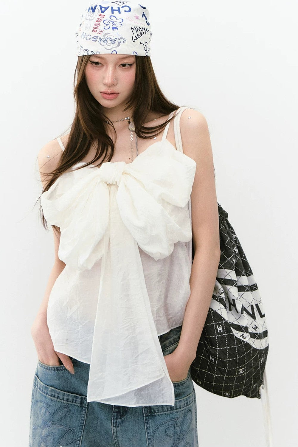 Pleated Bow Camisole Top