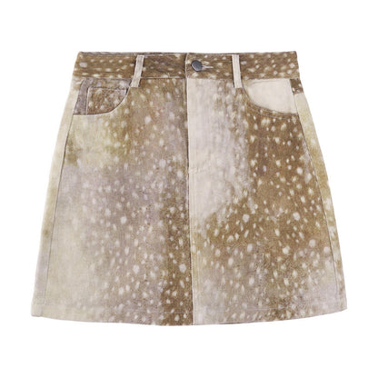 Print Polyester Mini Skirt