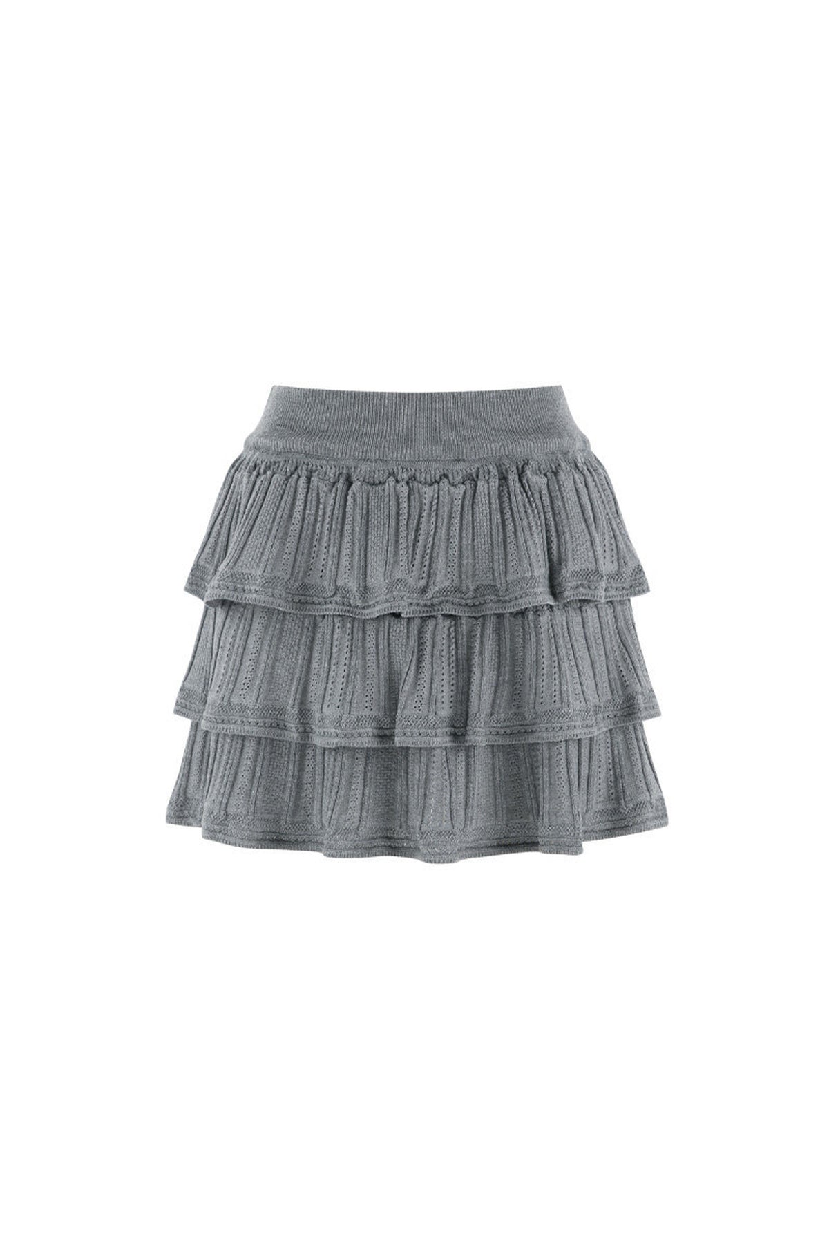 Miu-Style Knit Top and Tiered Skirt Set-Up
