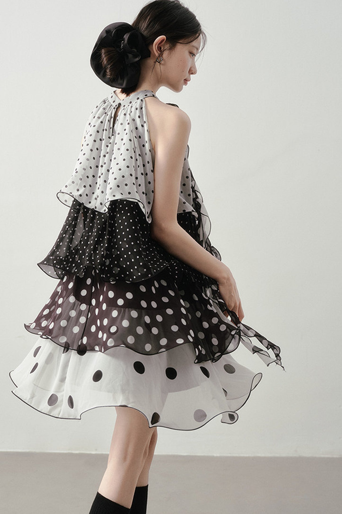 Polka Dot Organza Halter Dress