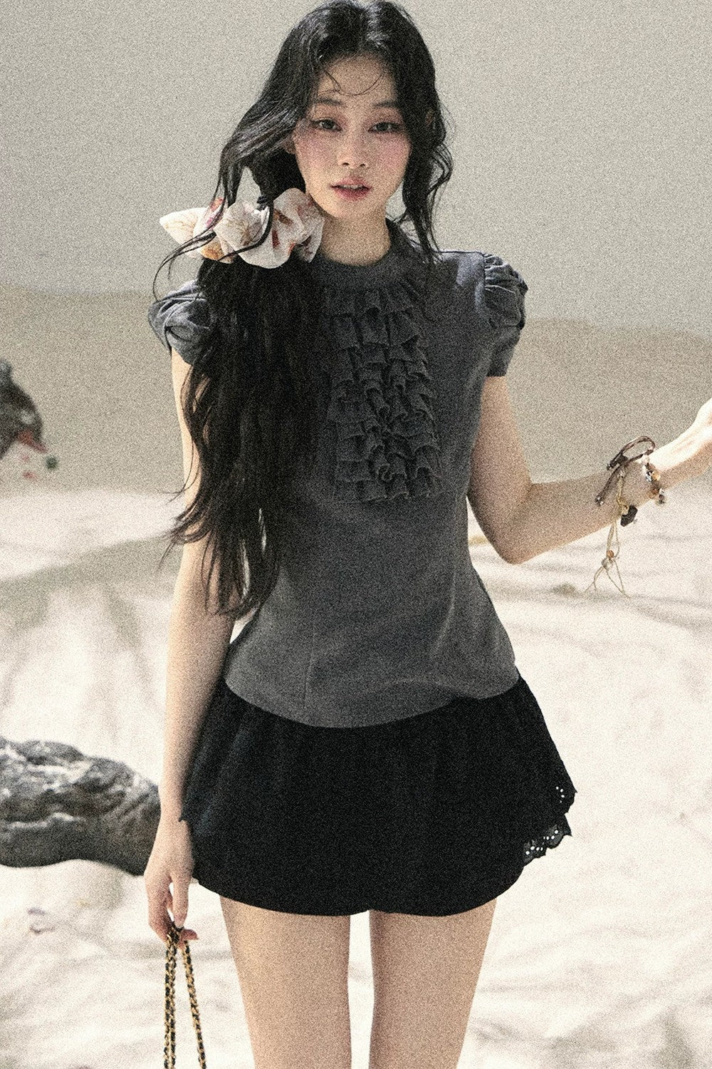 French Ruffle Puff Sleeve Top