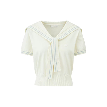 Sweet Sailor Collar Knit Top Set-Up