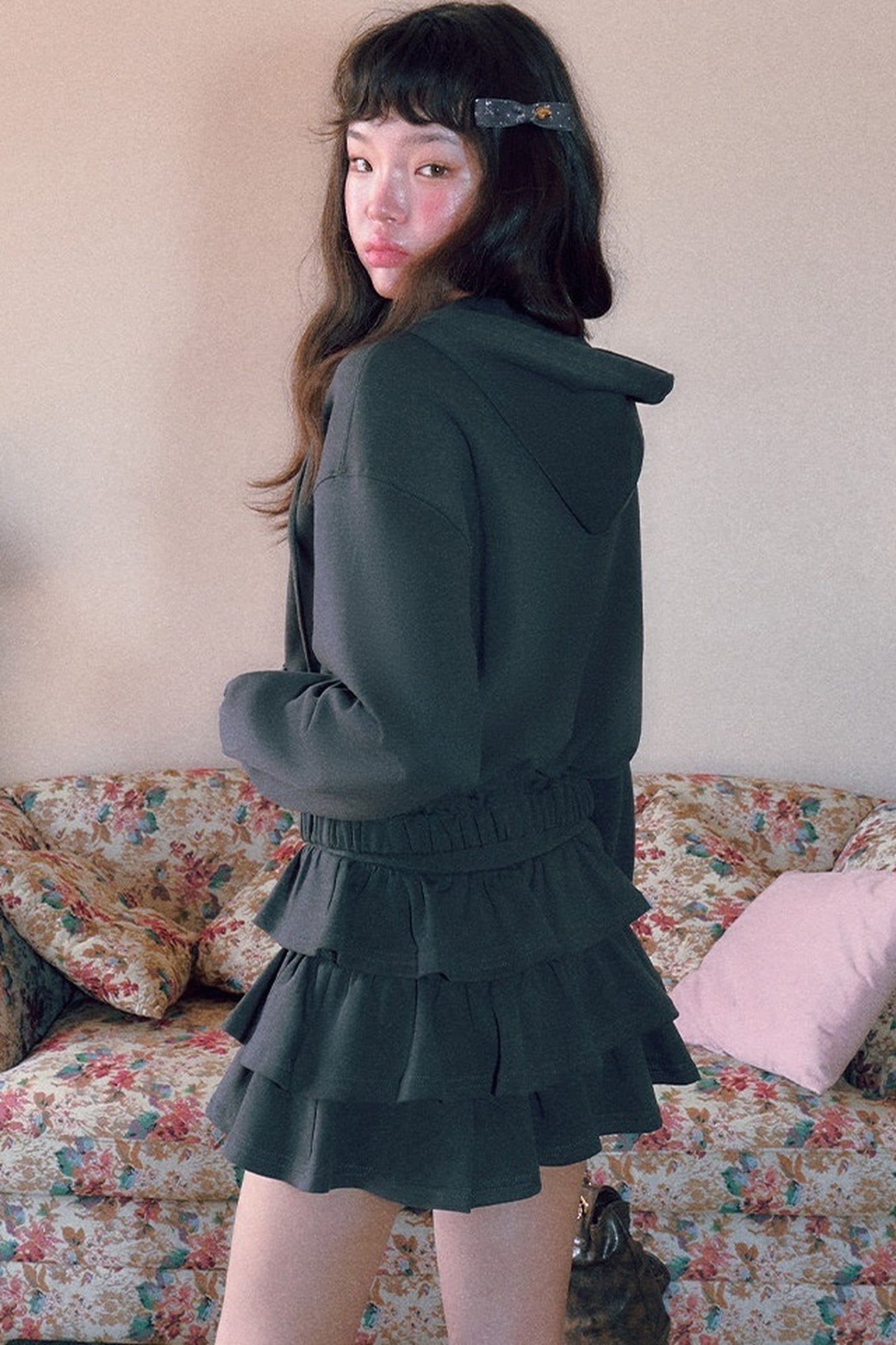 Retro Napoleon Hooded Sweatshirt and Skirt Set-Up