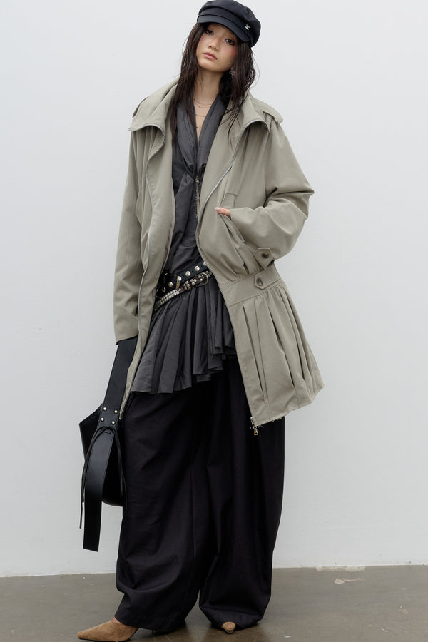 Sculptural Pleated Balloon Windbreaker