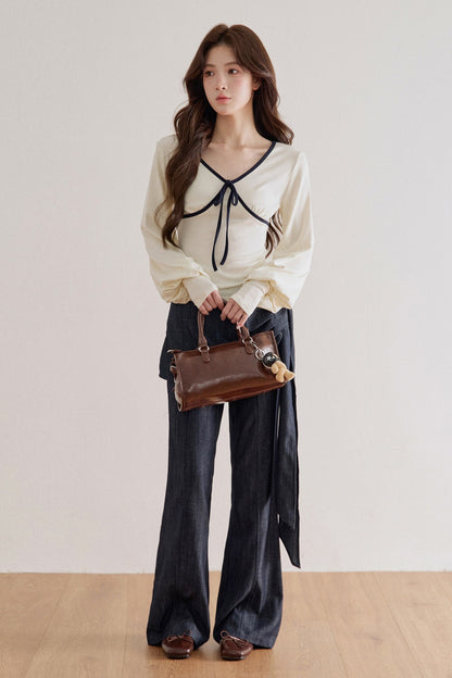 Tied Waist Wide-Leg Flared Pants